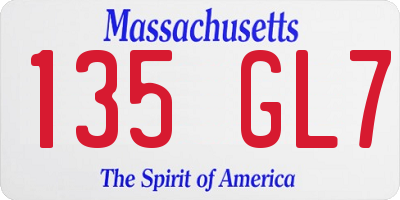 MA license plate 135GL7
