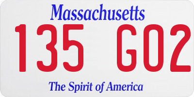 MA license plate 135GO2