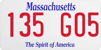 MA license plate 135GO5