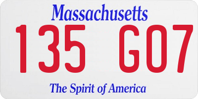 MA license plate 135GO7