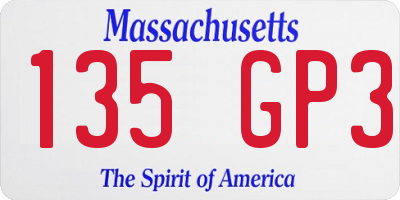 MA license plate 135GP3