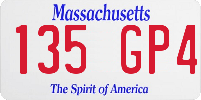 MA license plate 135GP4