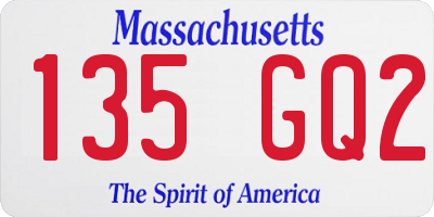 MA license plate 135GQ2