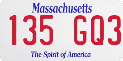 MA license plate 135GQ3