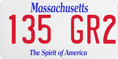 MA license plate 135GR2