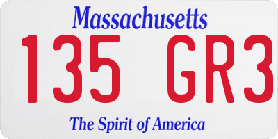 MA license plate 135GR3