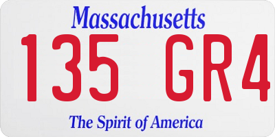 MA license plate 135GR4