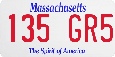 MA license plate 135GR5