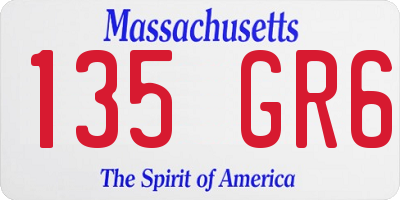MA license plate 135GR6