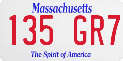 MA license plate 135GR7