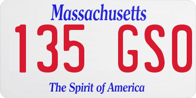 MA license plate 135GS0