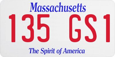 MA license plate 135GS1