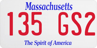 MA license plate 135GS2