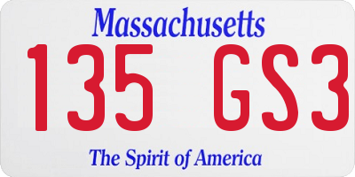 MA license plate 135GS3