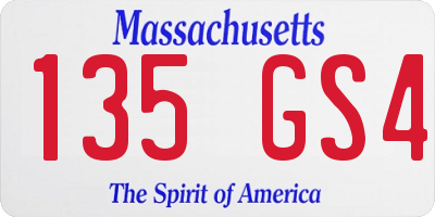 MA license plate 135GS4