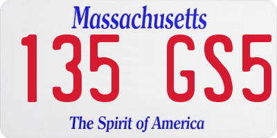 MA license plate 135GS5
