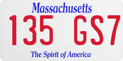 MA license plate 135GS7