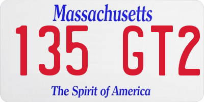 MA license plate 135GT2