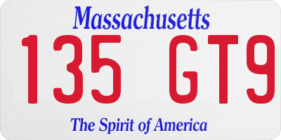 MA license plate 135GT9