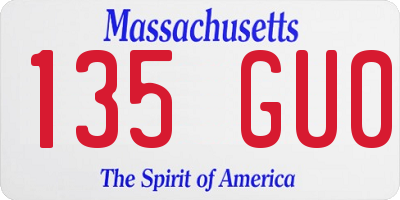 MA license plate 135GU0