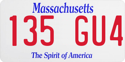 MA license plate 135GU4