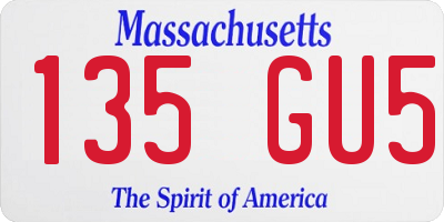 MA license plate 135GU5