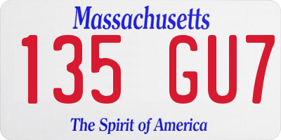 MA license plate 135GU7