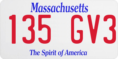 MA license plate 135GV3