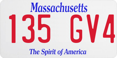 MA license plate 135GV4