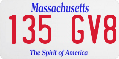 MA license plate 135GV8