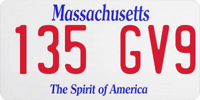 MA license plate 135GV9