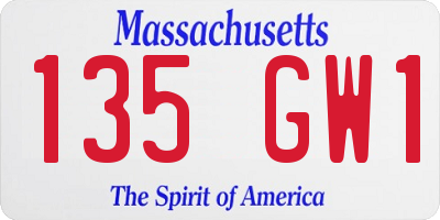 MA license plate 135GW1