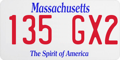 MA license plate 135GX2
