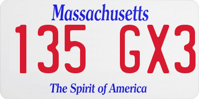 MA license plate 135GX3