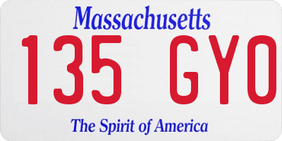 MA license plate 135GY0