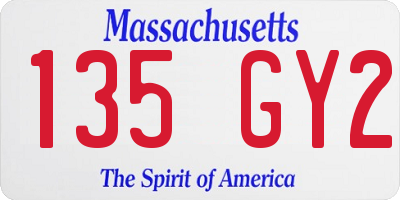 MA license plate 135GY2