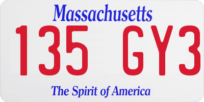 MA license plate 135GY3