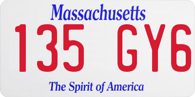 MA license plate 135GY6