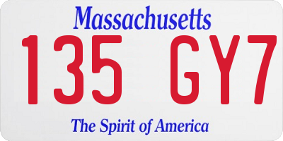 MA license plate 135GY7