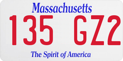 MA license plate 135GZ2