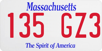 MA license plate 135GZ3