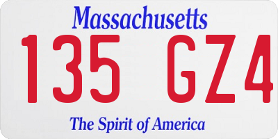 MA license plate 135GZ4