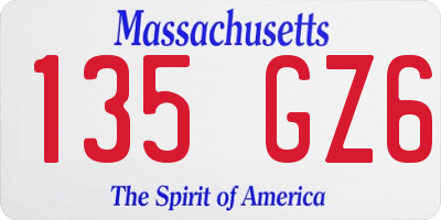 MA license plate 135GZ6