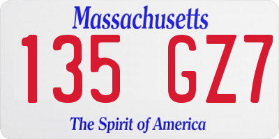 MA license plate 135GZ7