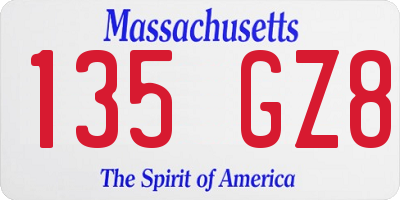 MA license plate 135GZ8