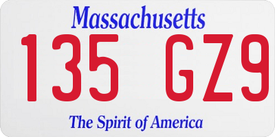 MA license plate 135GZ9