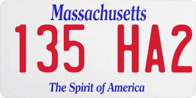 MA license plate 135HA2
