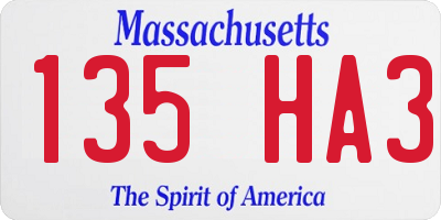 MA license plate 135HA3