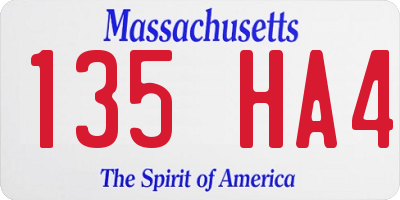 MA license plate 135HA4