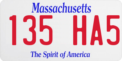 MA license plate 135HA5